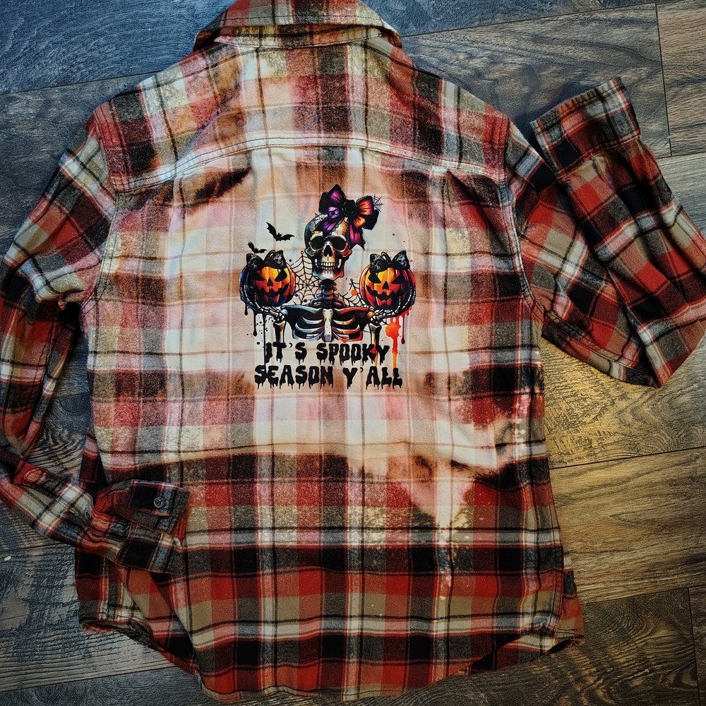 Plaid Flannel Shirt with Halloween Design